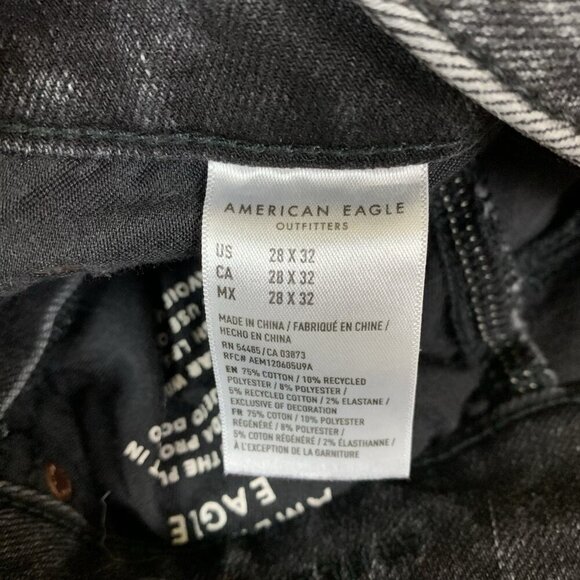 American Eagle Black Distressed Stretch Jeans 28x32 Slim Fit Faded Casual Denim - Picture 5 of 5